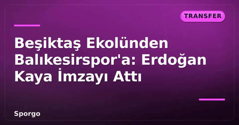Beşiktaş Ekolünden Balıkesirspor'a: Erdoğan Kaya İmzayı Attı görseli