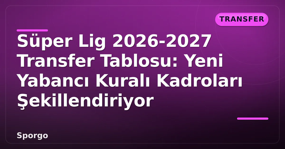 Süper Lig 2026-2027 Transfer Tablosu: Yeni Yabancı Kuralı Kadroları Şekillendiriyor Süper Lig 2026-2027 Transfer Tablosu: Yeni Yabancı Kuralı Kadroları Şekillendiriyor