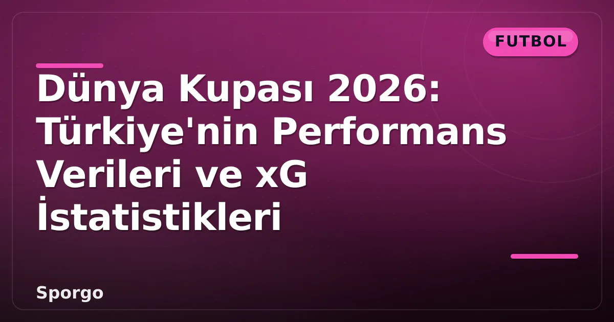 Dünya Kupası 2026: Türkiye'nin Performans Verileri ve xG İstatistikleri Dünya Kupası 2026: Türkiye'nin Performans Verileri ve xG İstatistikleri