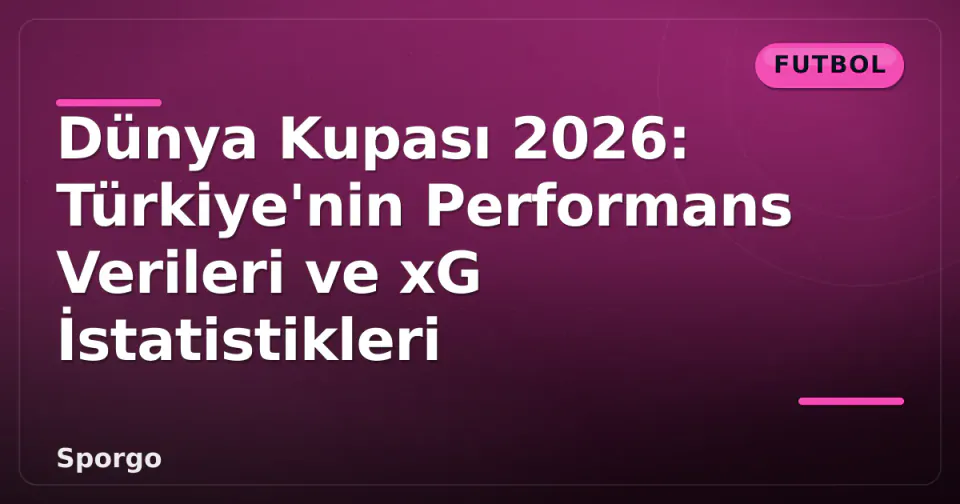 Dünya Kupası 2026: Türkiye'nin Performans Verileri ve xG İstatistikleri görseli