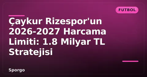 Çaykur Rizespor'un 2026-2027 Harcama Limiti: 1.8 Milyar TL Stratejisi