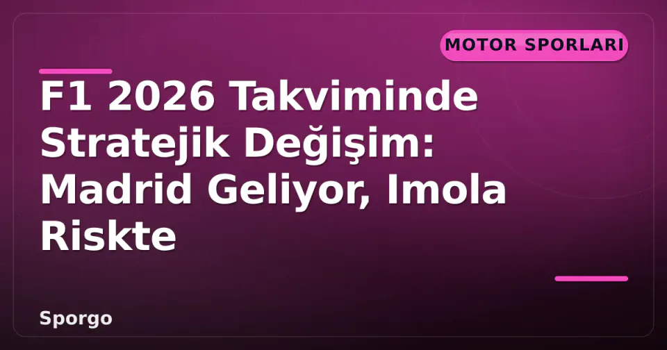 F1 2026 Takviminde Stratejik Değişim: Madrid Geliyor, Imola Riskte görseli