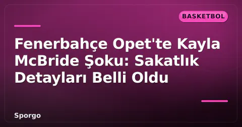 Fenerbahçe Opet'te Kayla McBride Şoku: Sakatlık Detayları Belli Oldu